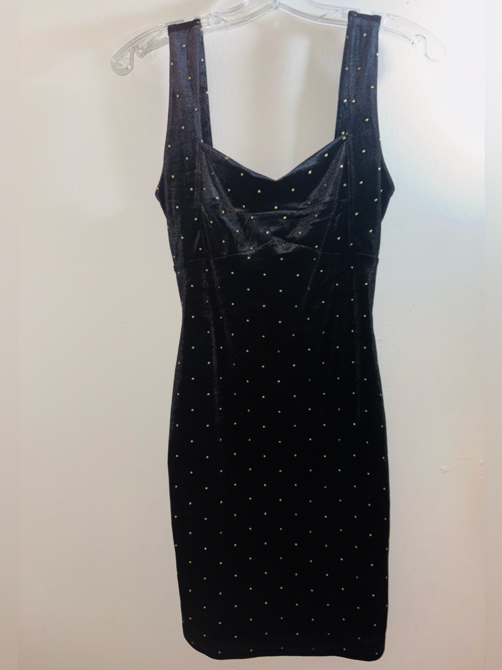 Forever 21 Black Velvet Mini Dress with Gold Studs